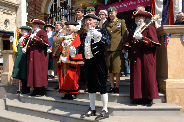 The Mayor, Councillor Edwina Fogg with the officers of the Town Council on the steps of the town hall