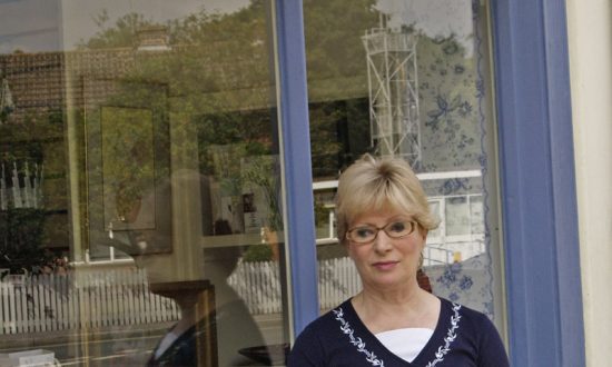 Pauline Hawkins outside Knitty Gritty