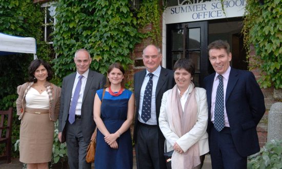 Panellists and chair of the Summer School Question Time, L to R - Giselle Cory, Crispin Blunt MP, Louise Bazalgette, Michael Kallenbach (chair), Claire Fox, Andrew Pierce