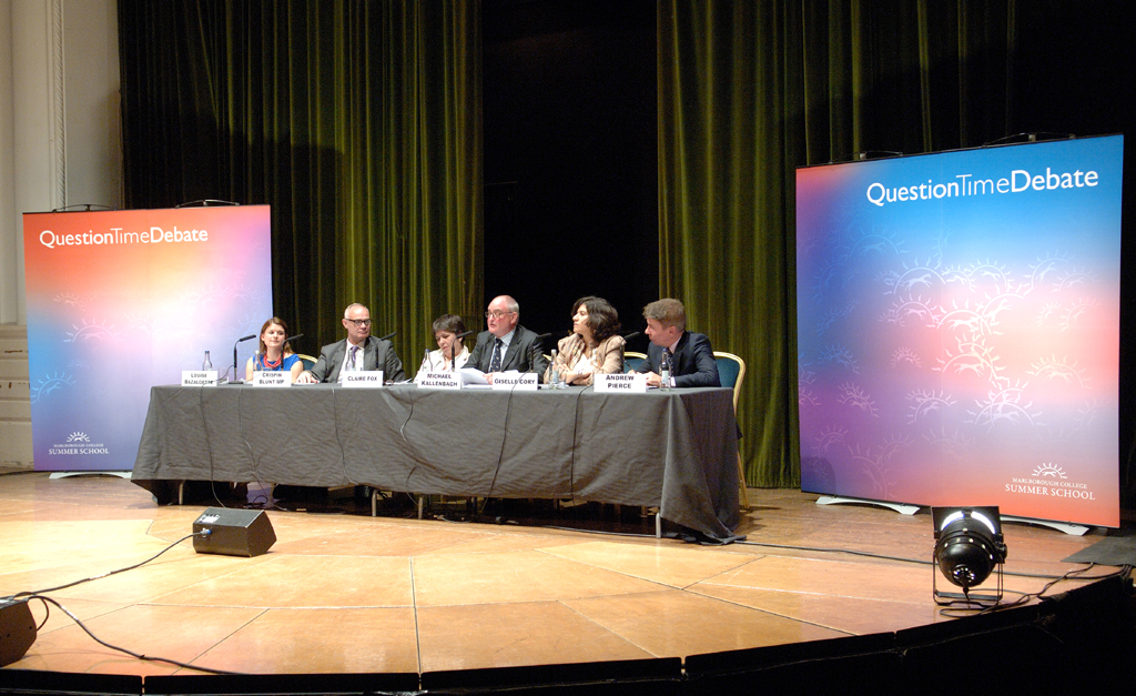 Marlborough College Summer School Question Time Panel on stage