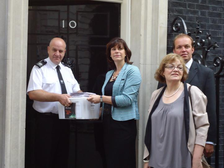 Claire Perry handing in the anti-online porn petition at No10