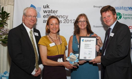 Left to right in shot: Lord Chris Smith of Finsbury, Chairman of the EA; Charlotte Hitchmough, Director of ARK; Karen Simpson, TW Water Efficiency Analyst; Richard Benyon, Water Minister
