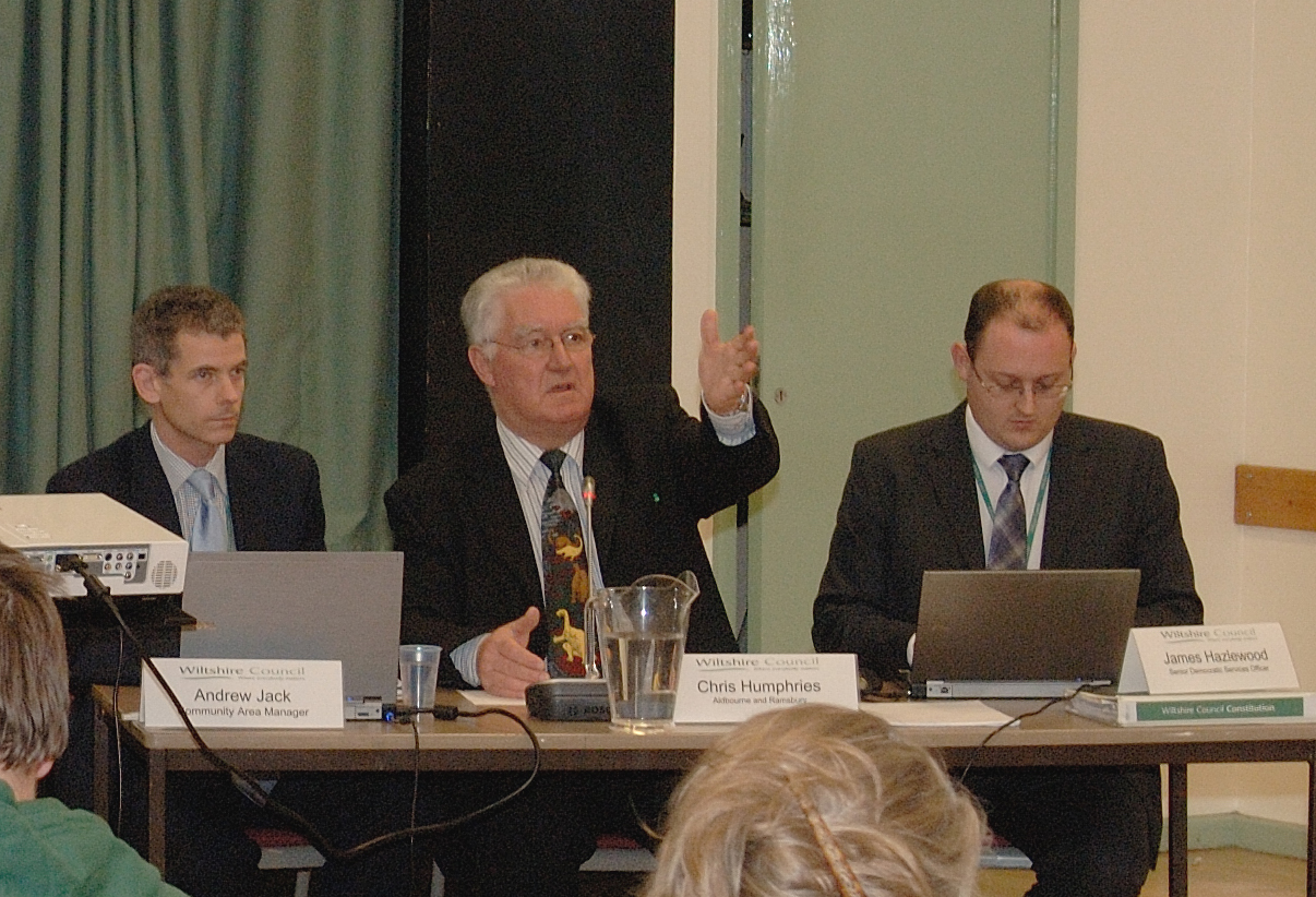 Councillor Chris Humphries chairing the Area Board meeting at KVH