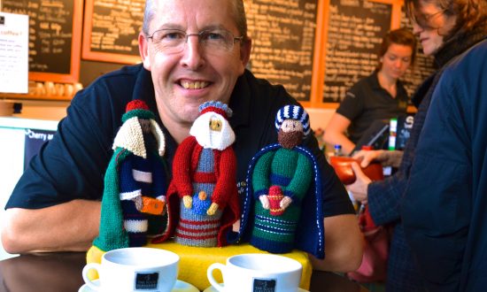 Bob Holman at The Food Gallery in Marlborough where the Three Kings had stopped for a warming chilli chocolate as part of the Las Posadas celebrations