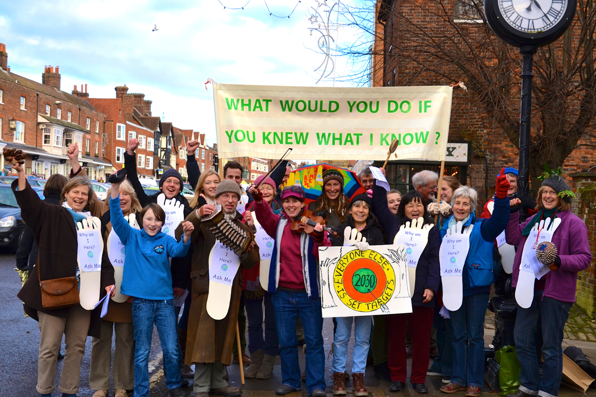 Activists from Transition Marlborough demand a 'Churchillian response' to climate change