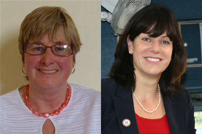 Cllr Peggy Dow (left), Claire Perry MP (right)