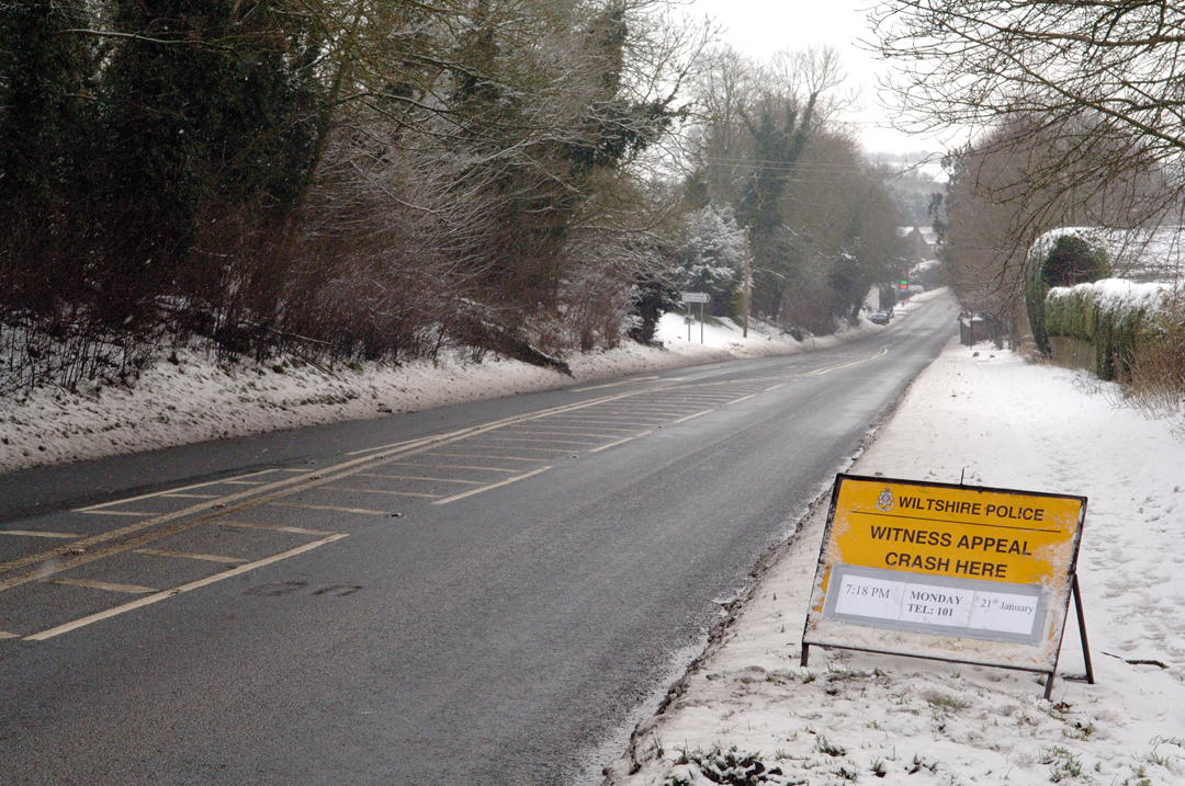 Scene of Monday evening's accident at Fyfield