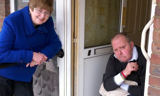 Peggy Dow visits her disability friend Alan in his York Place flat