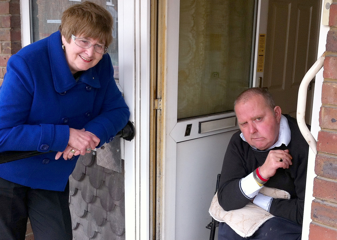 Peggy Dow visits her disability friend Alan in his York Place flat