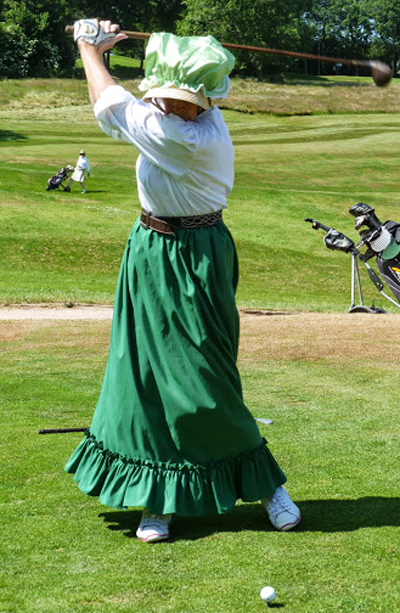 Ladies vice-captain Mandy Cooper tees off