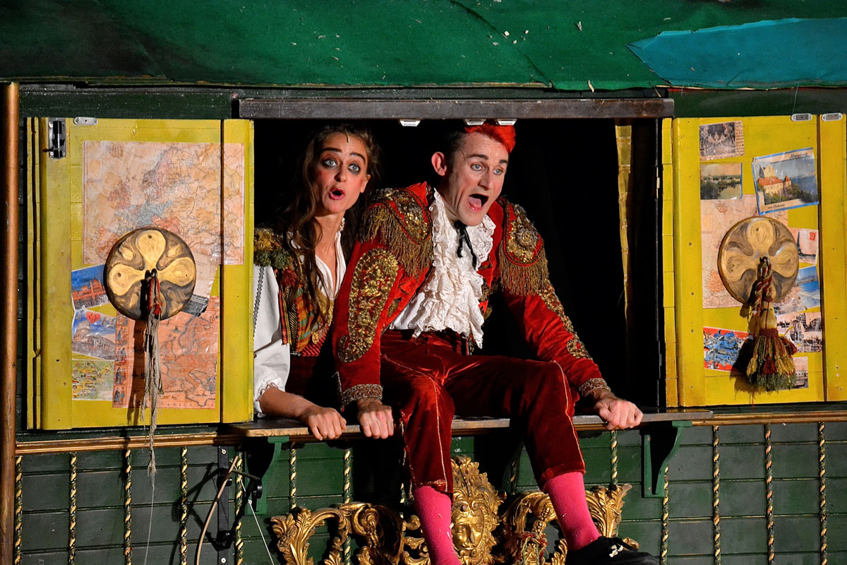 Gypsy circus leader Madame Andromeda with Tweedy the clown