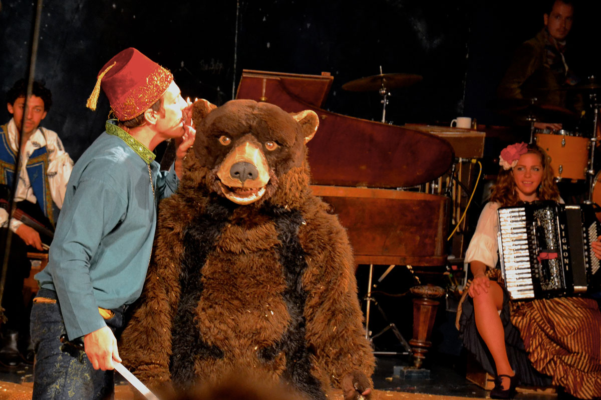 Orodoff the magician tries to persuade  the dancing bear to be his assistant