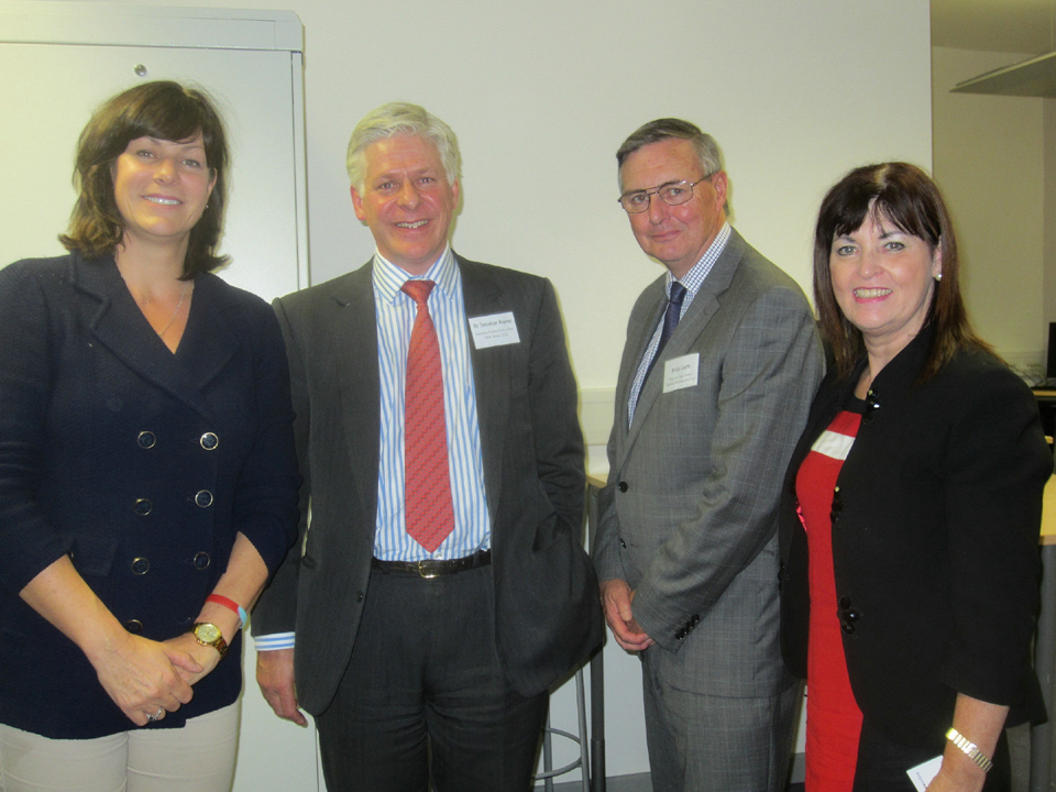 Claire Perry MP (left) with three members of the Health Forum team - Dr Jonathan Rayner, Bruce Laurie and Maggie Rae