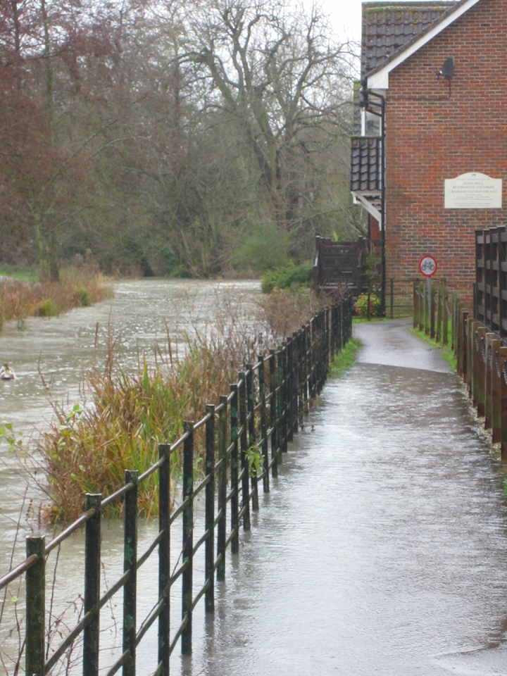 Flooded path by Town Mill