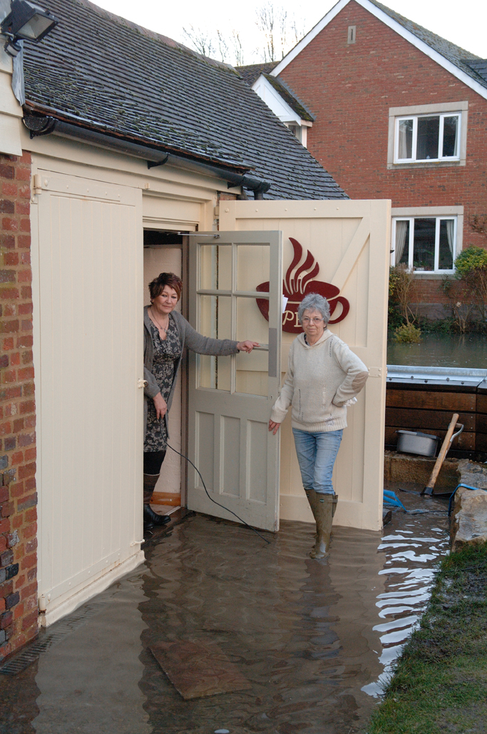 Krumbz owner Debbie Chapman (left) and Val Compton survey the damage