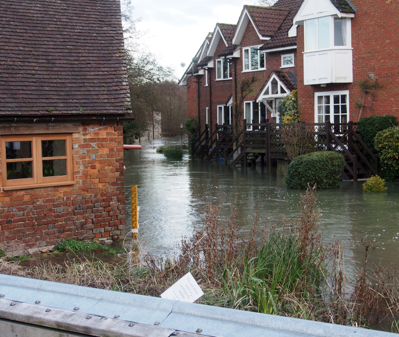 The view past Krumbz & the level monitor they watch very carefully - and the flood defence wall in the foreground