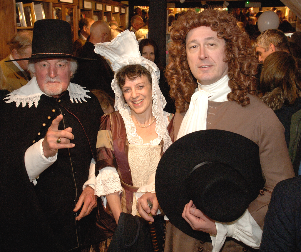 Thomas and Mrs Bayly from the adjacent Merchants House look in to wish the White Horse well, probably for umpteenth time