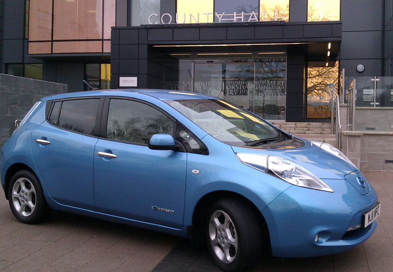 An electric car at County Hall