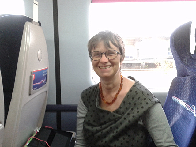 Molly Scott Cato on the train to Brussels