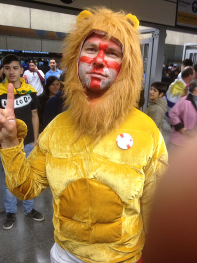 The English Lion in the metro station outside São Paulo stadium 