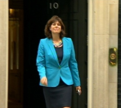 Claire Perry emerging from No10 (pic ITV)