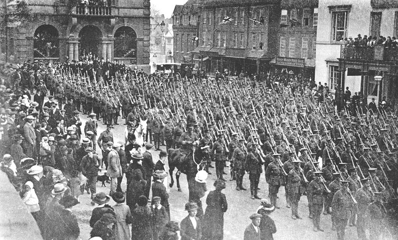 7 Battalion The Wiltshire Regiment march out to new billets in Devizes