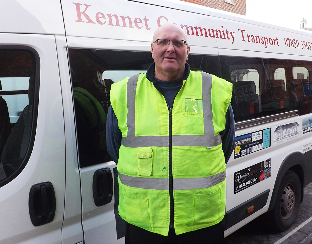 Driver Roly Lockey with the Kennet Community Transport Bus