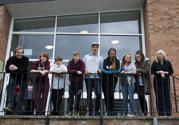Town councillors Justin Cook and Lisa Farrell with young people at Marlborough Youth Centre