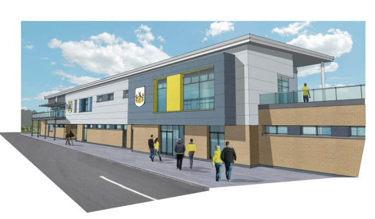 Artist's drawing of the new Pavilion for Melksham's rugby & football clubs