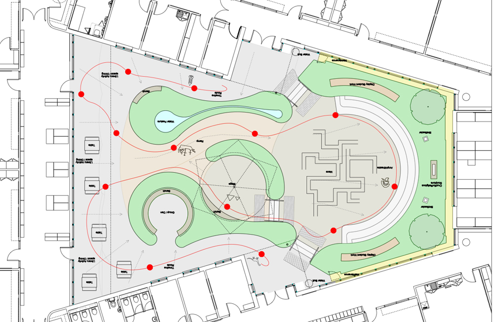 The 2010 plan for the central courtyard - we have turned this plan so it matches the full plan to the left.
