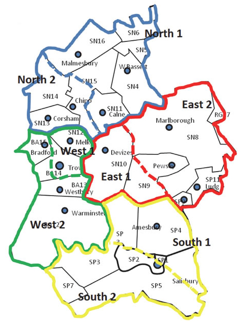 How the county is divided among the four Help to Live at Home contracts