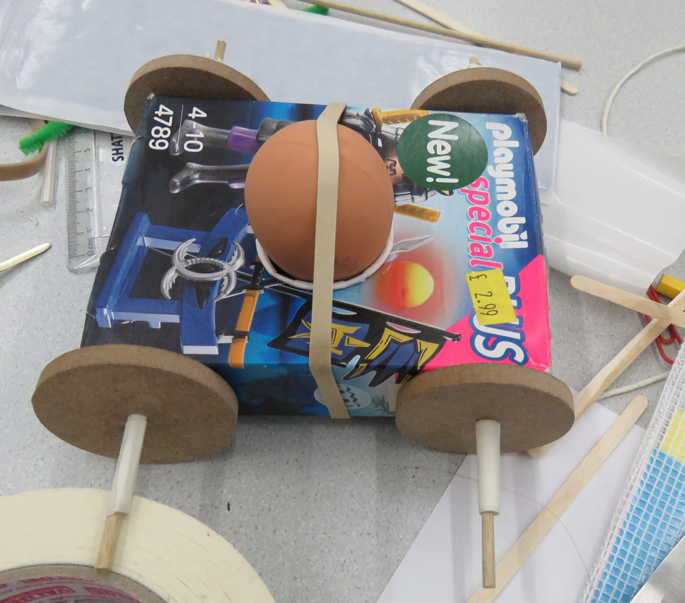 Egg with safety harness...