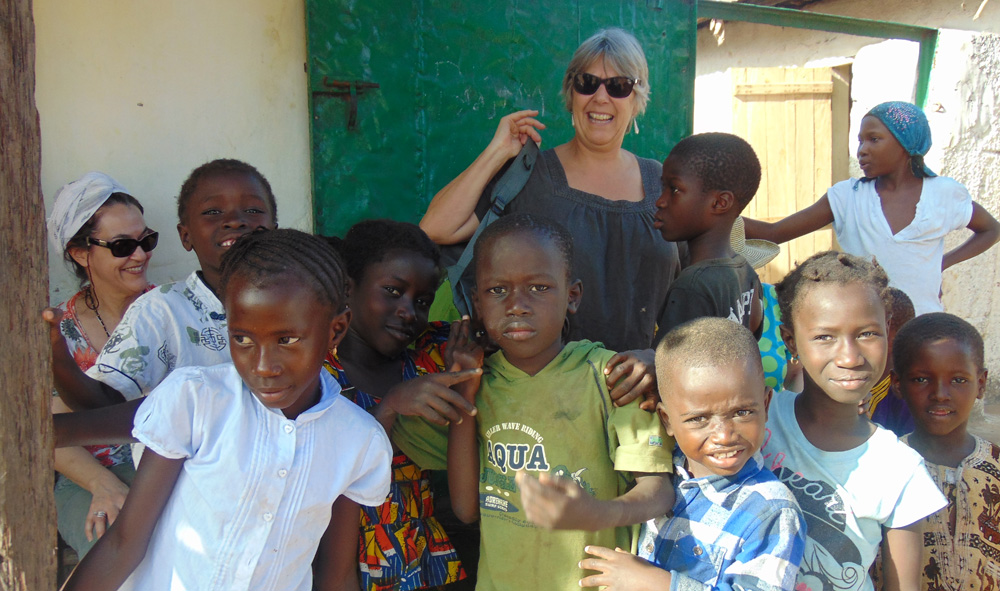 Teachers’ Study Visit: WEGC Manager Caroline Harmer with school children - and (at left) Karen Bulsara