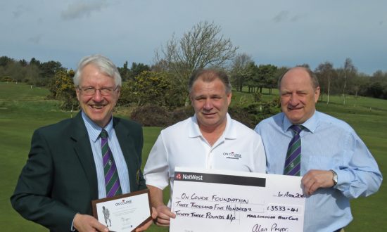 L to r: Alan Pryor, Brian Rollinson (OCF Ambassador) and Les Trute (the Club's General Manager)