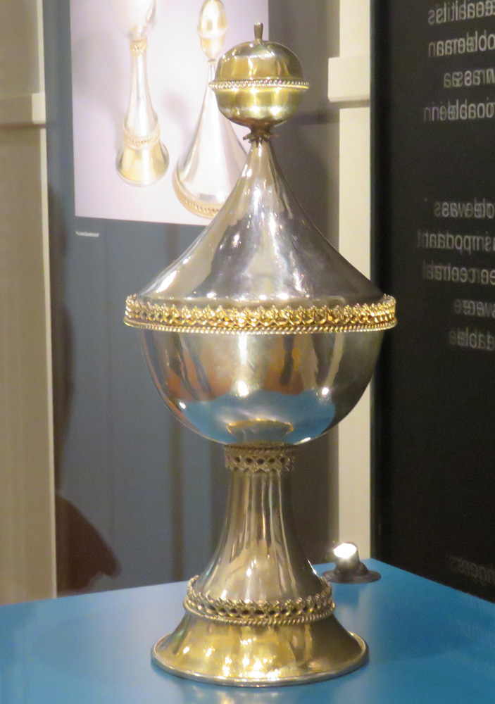 The Lacock Cup in its glass case