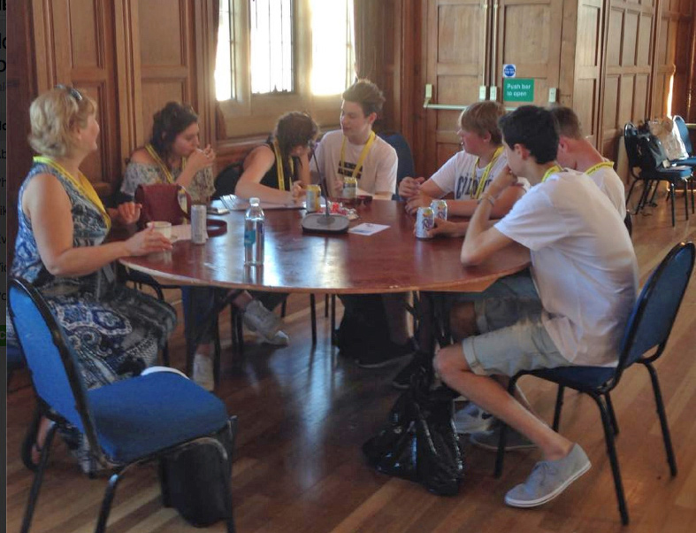 Members of the Aldbourne Youth Council wait for the Area Board Meeting to begin (Photo from their Facebook page)