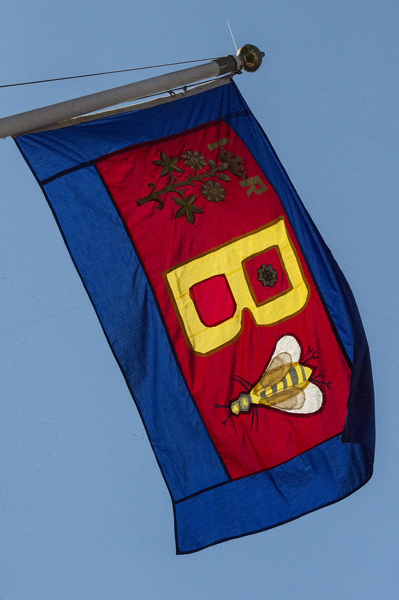 Marlborough in Bloom's specially created flag for this year's 'Bee' themed entry flies proudly over the Town Hall