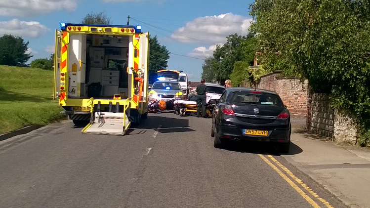 The Common earlier this afternoon, the scene of the Road Traffic Collision between a car and a motorcycle