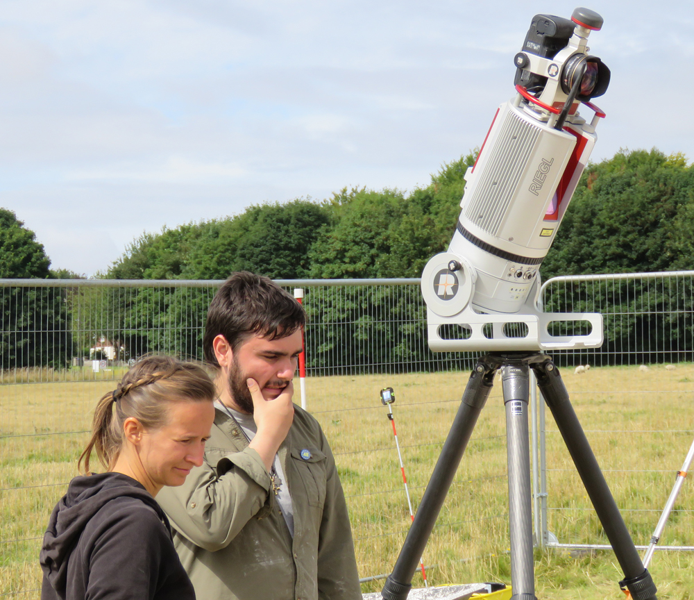 Preparing to record the site with a 3-D laser imager