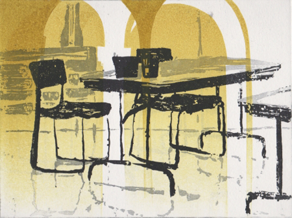 From Katherine Jones' Eton Portfolio: 'Drawing Schools' (Sugarlift aquatint etching)