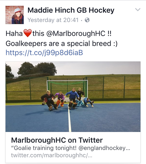 Maddie Hinch's re-tweet