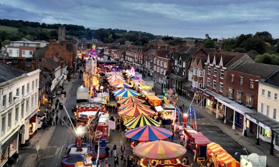 Saturday, October 8: Little Mop Fair - viewed from the top of the Ferris wheel - photo by Marlborough resident Peter Greenbank - our thanks to him [click to enlarge]