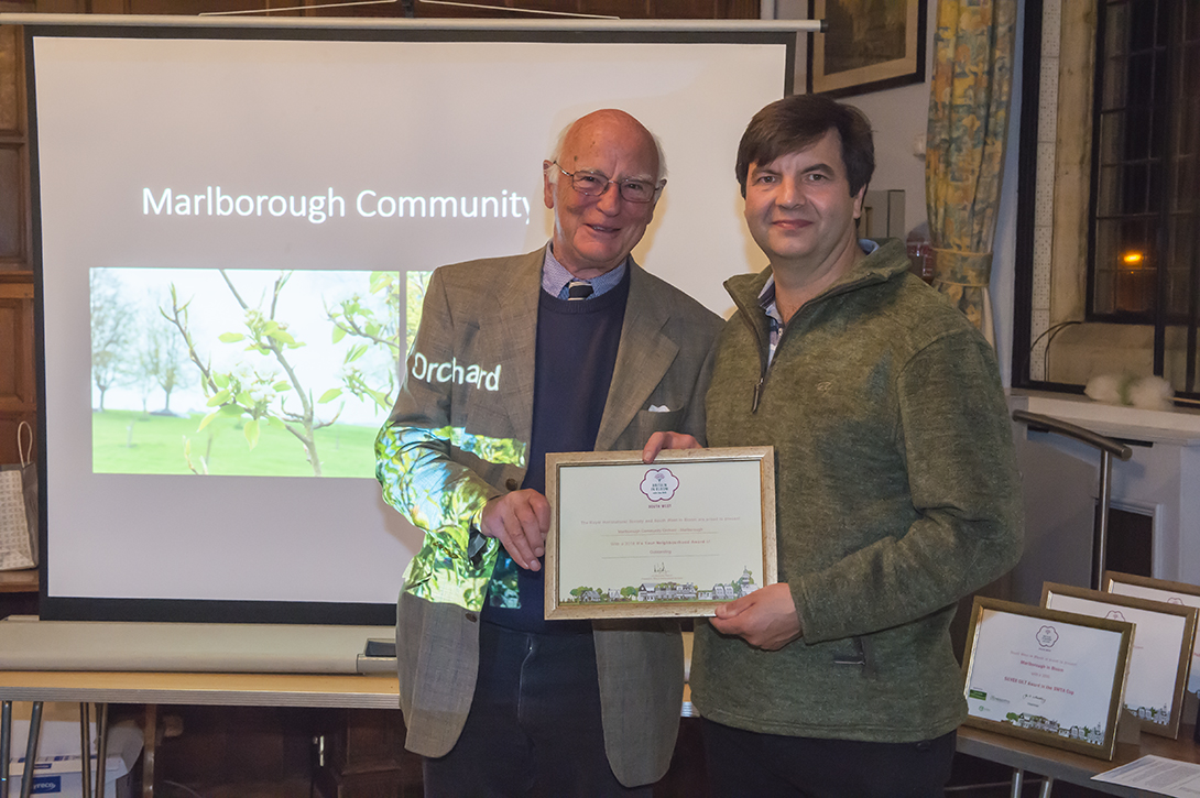 Richard Beale presenting Richard Shaw of Marlborough Community Orchard with their Outstanding 'In Your Neighbourhood' award