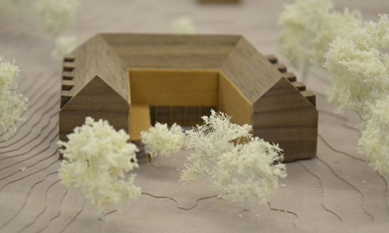 The horseshoe shaped building is inspired by nearby rural courtyard buildings