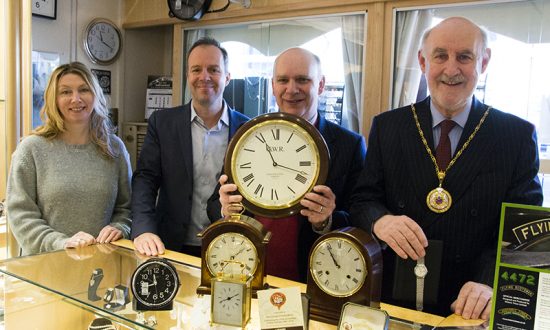 Jules Stambriadge and Jon Berridge from Carer Support Wiltshire with Richard Deacon and mayor Noel Barrett Morton
