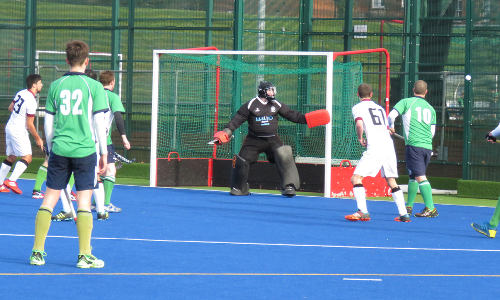 A Bristol University shot goes wide of Marlborough's goal