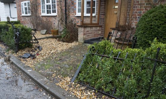 Demolished gate and fence