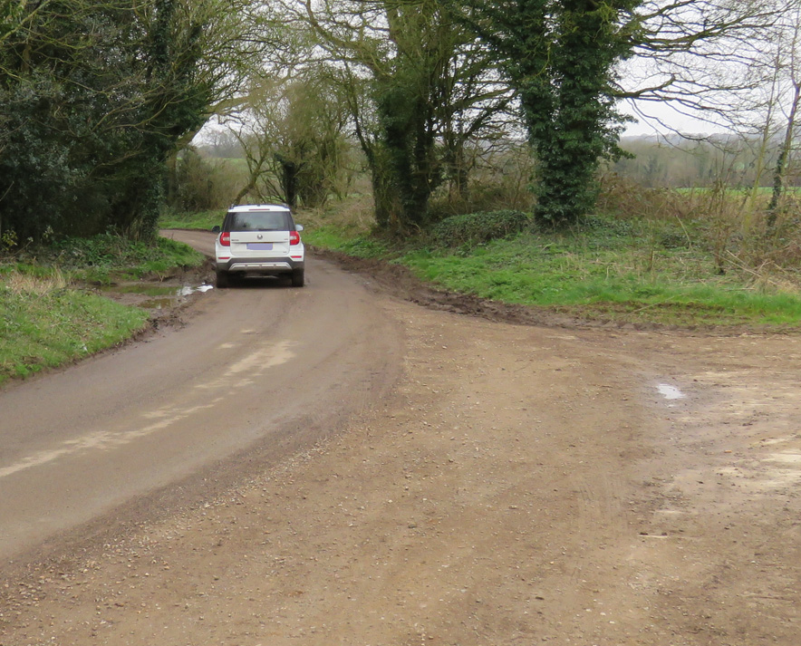 ...add a private car and the width of Manton Drove is clearly seen