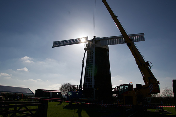 The sails are lifted into place