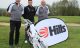 Ben Amor (centre) celebrates his sponsorship deal with The Hills Group chief executive Mike Hill (left) and chairman Alan Pardoe (right)